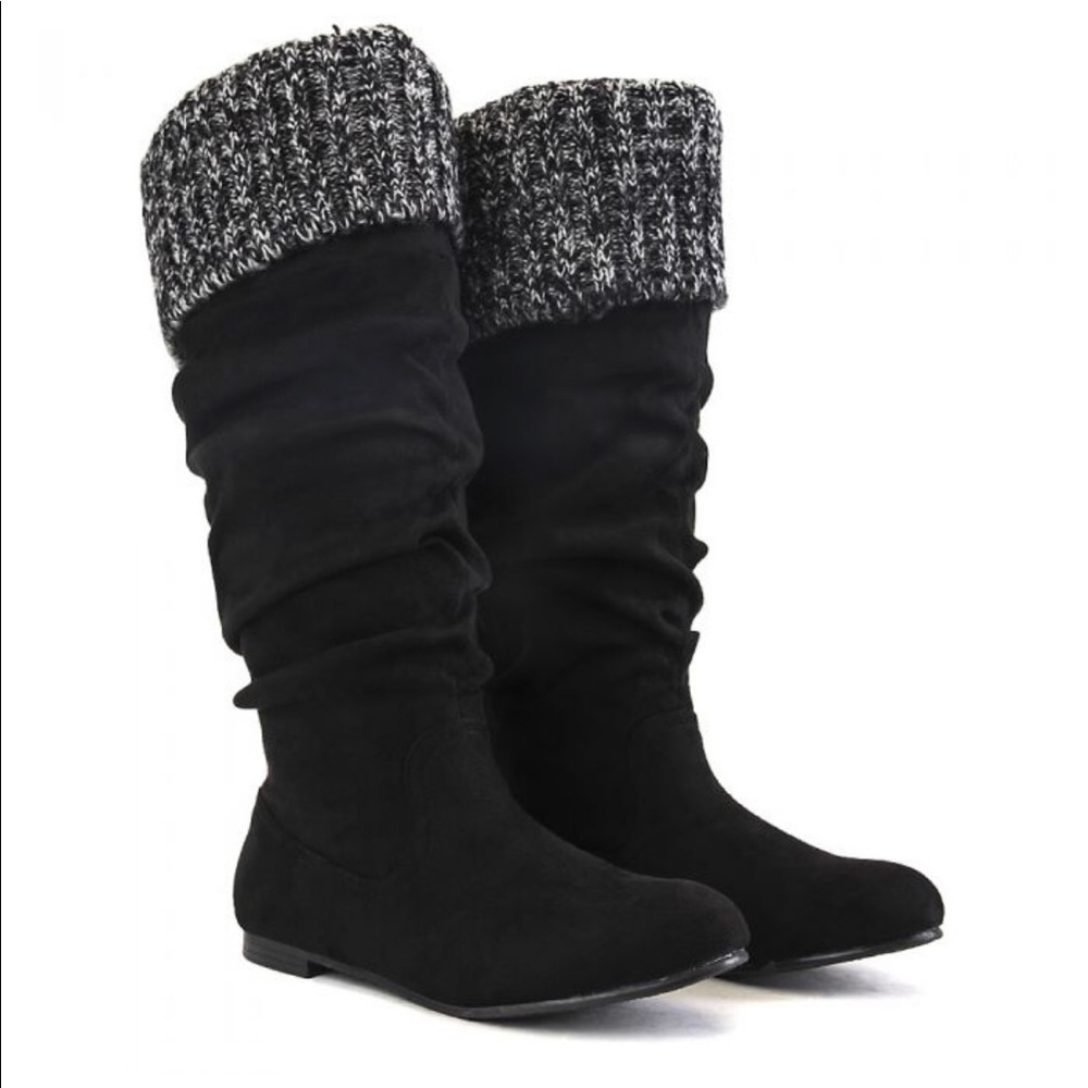 Black suede boots